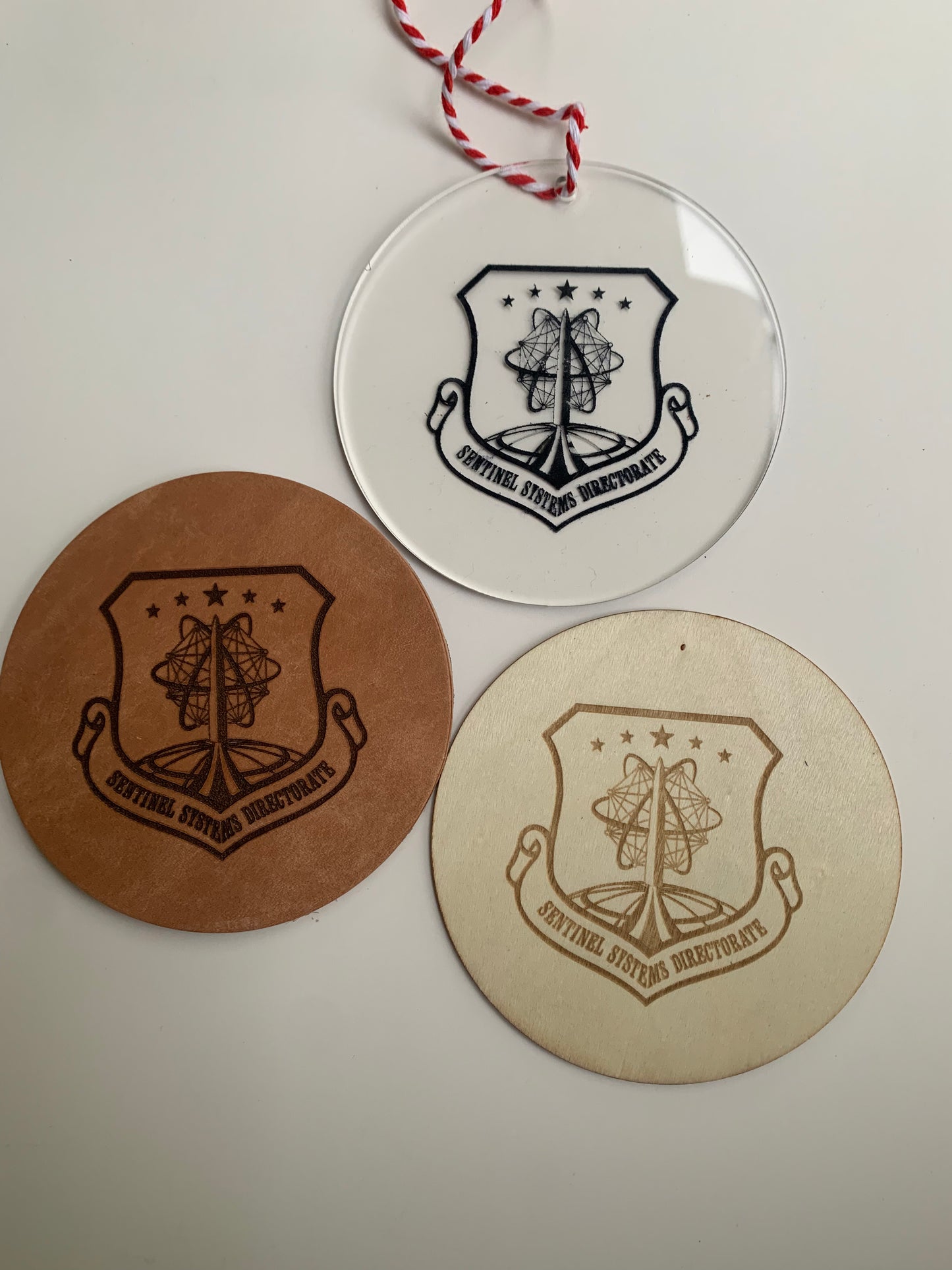 Sentinel Engraved 4" Round Leather Coaster