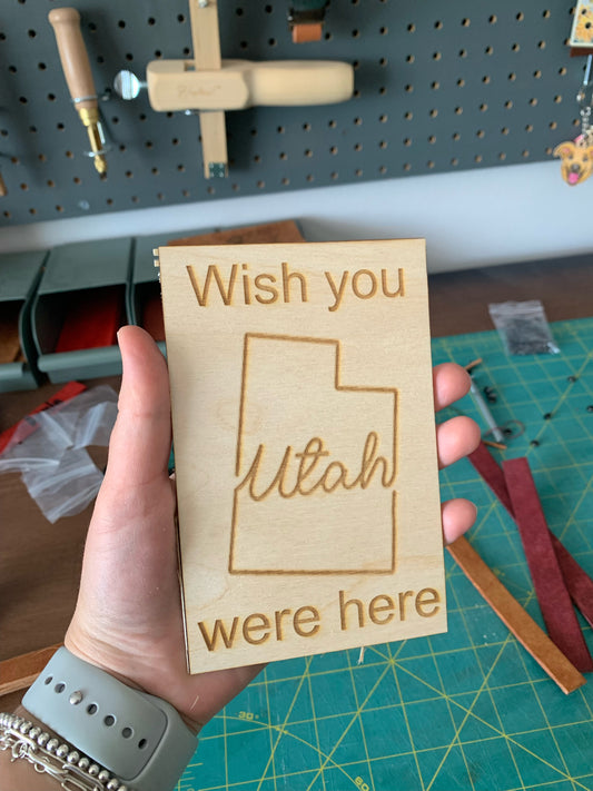 Utah state wooden postcard